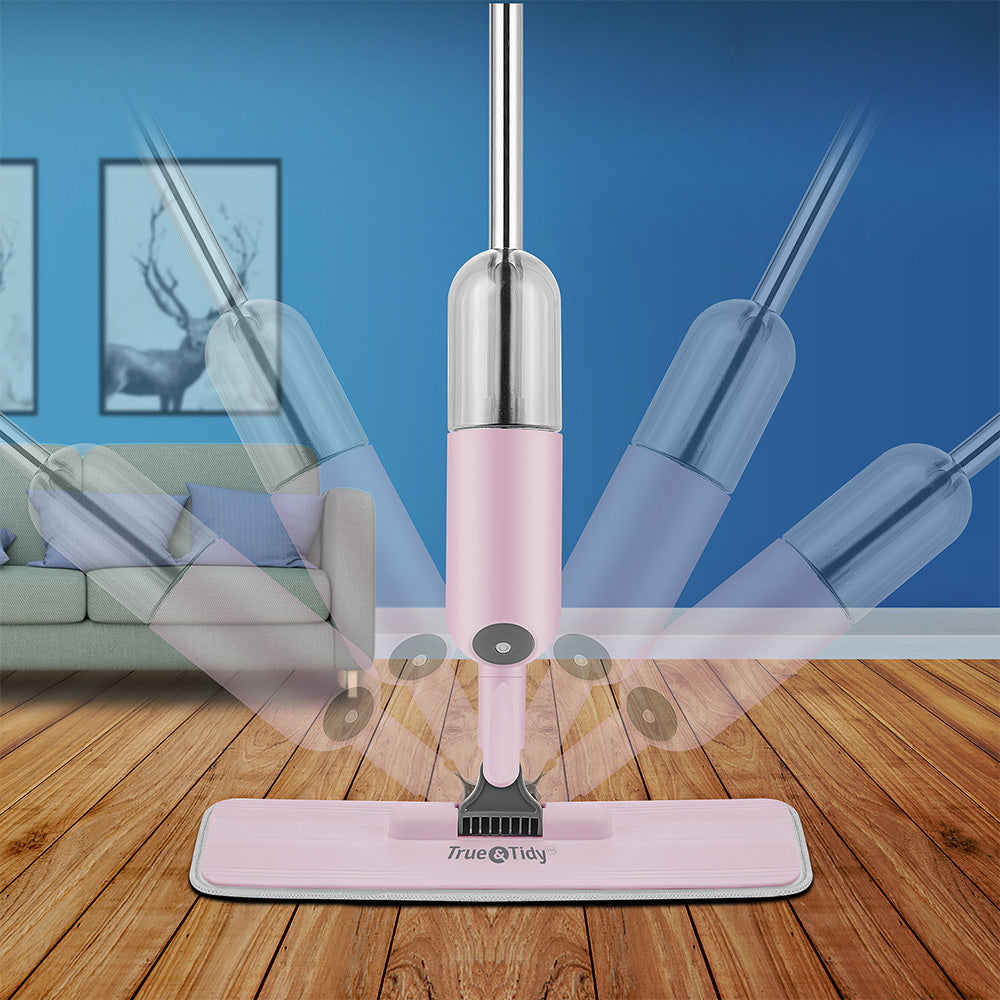 SPRAY250 + Pink + Cleaning-5 + rotatable mop head on wood floors