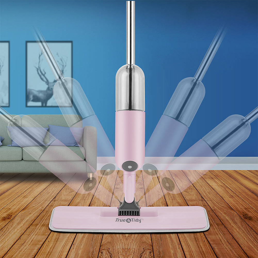 SPRAY250  Pink  Cleaning-5  rotatable mop head on wood floors