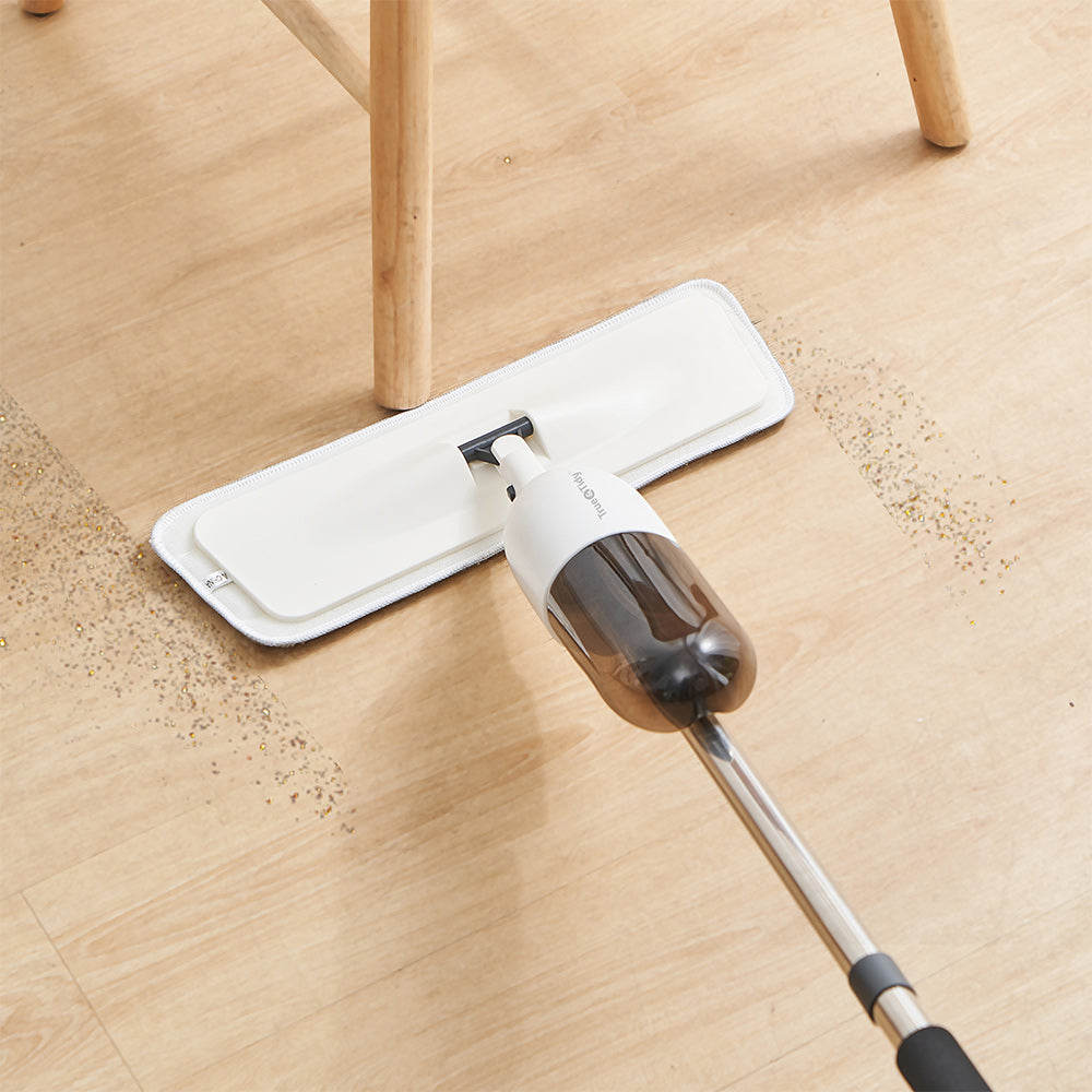 SPRAY360 + White + Cleaning-7 + microfiber mop head picks up dust on wood floors