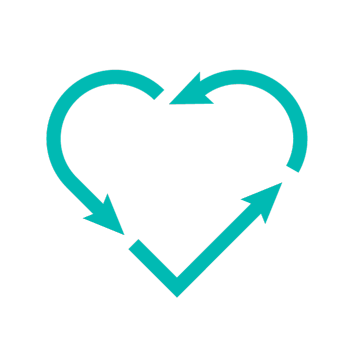 teal recycled heart symbol