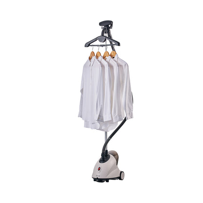 GS18 + White + Garment Steamers-2 + holding four hangers and shirts