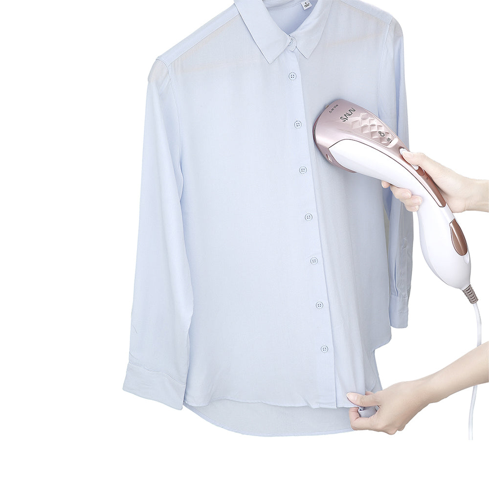 HS100 + Rose Gold + Hand Held Steamers-5 + steaming shirt vertically