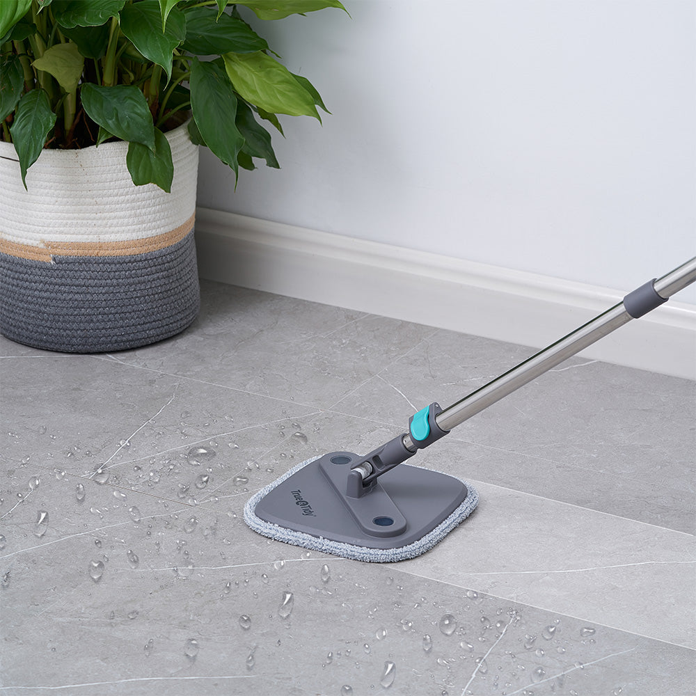 SPIN800 + Gray + Cleaning-5 + spin mop with microfiber mop pad mopping on tile floor 