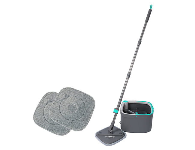 whats in the box two microfiber mop pads spin mop and bucket