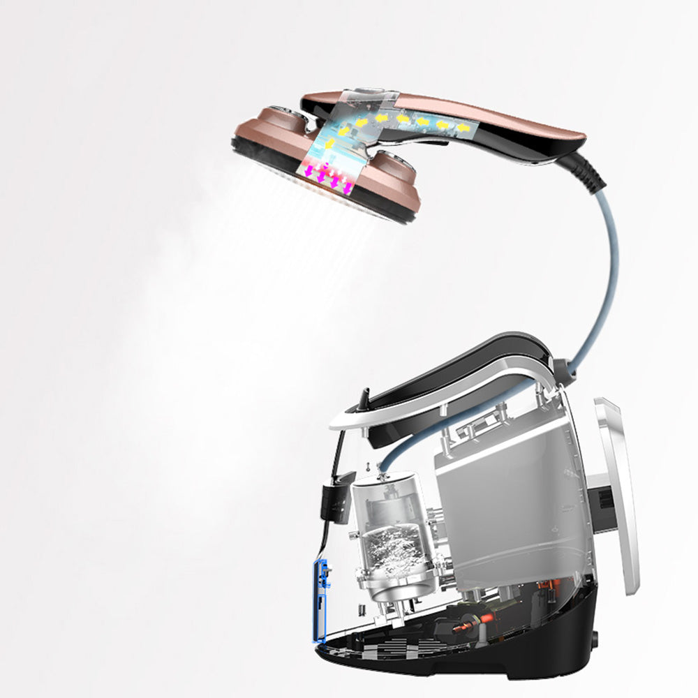 ST50-3  skeleton image of body showing internal heating system and path of heat and steam through nozzle and iron plate