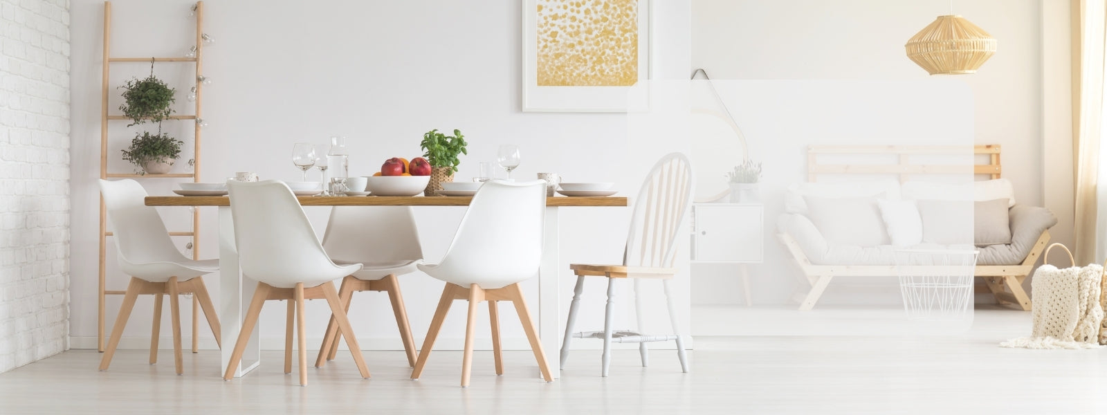 modern clean home dining room and living room 