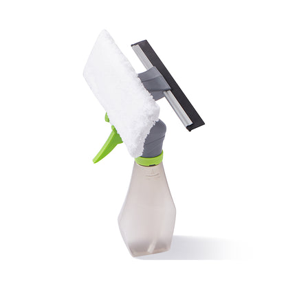 WIN150 + Lime + Cleaning-1 + top view of microfiber pad and squeegee attachment