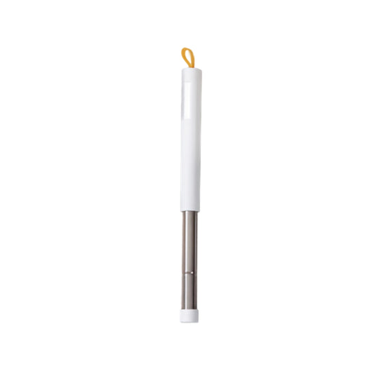 A metal rod or stick with a white plastic handle and a small yellow silicone loop at the top, shown vertically on a plain white background.