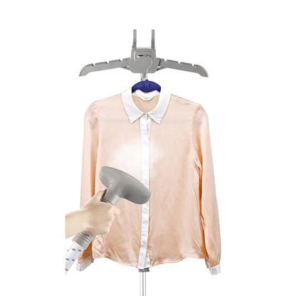GS24 + White + Garment Steamers-4 + steaming shirt  on hanger