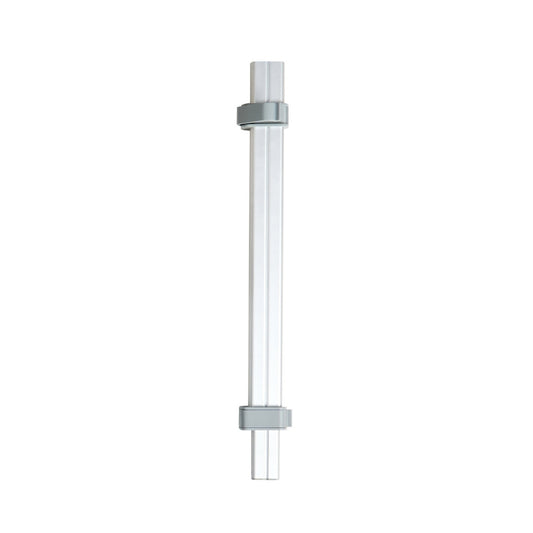 Metal pole with plastic adjustment tabs