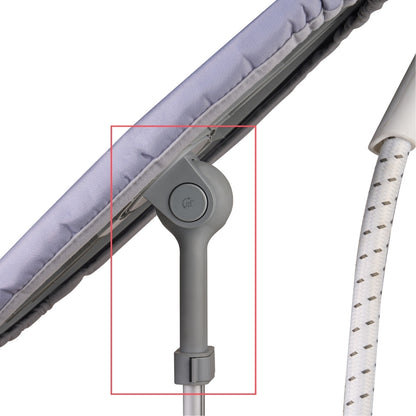 close up of ironing board arm with rotation