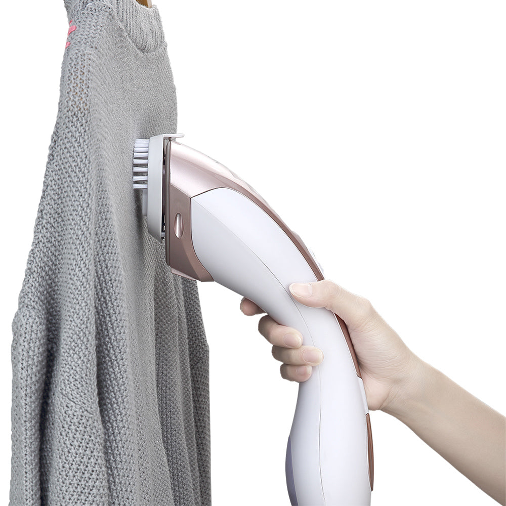 HS100 + Rose Gold + Hand Held Steamers-6 + fabric brush attachment removing lint on sweater