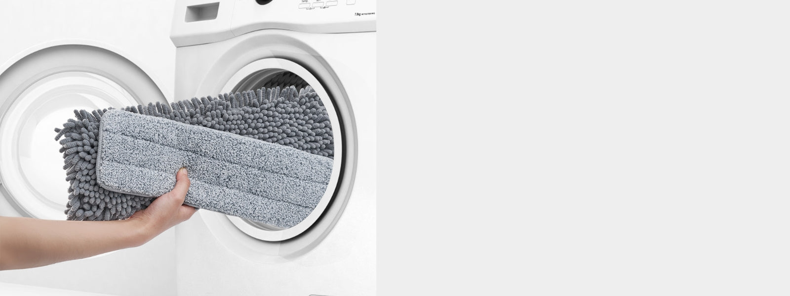 mop pads being placed in washing machine