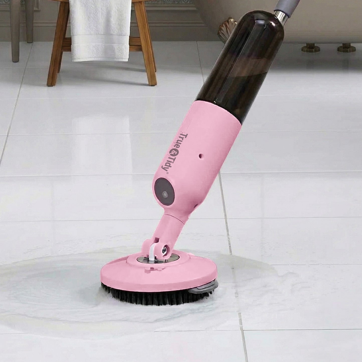 SPRAY400+PINK+SCRUB BRUSH ON TILE