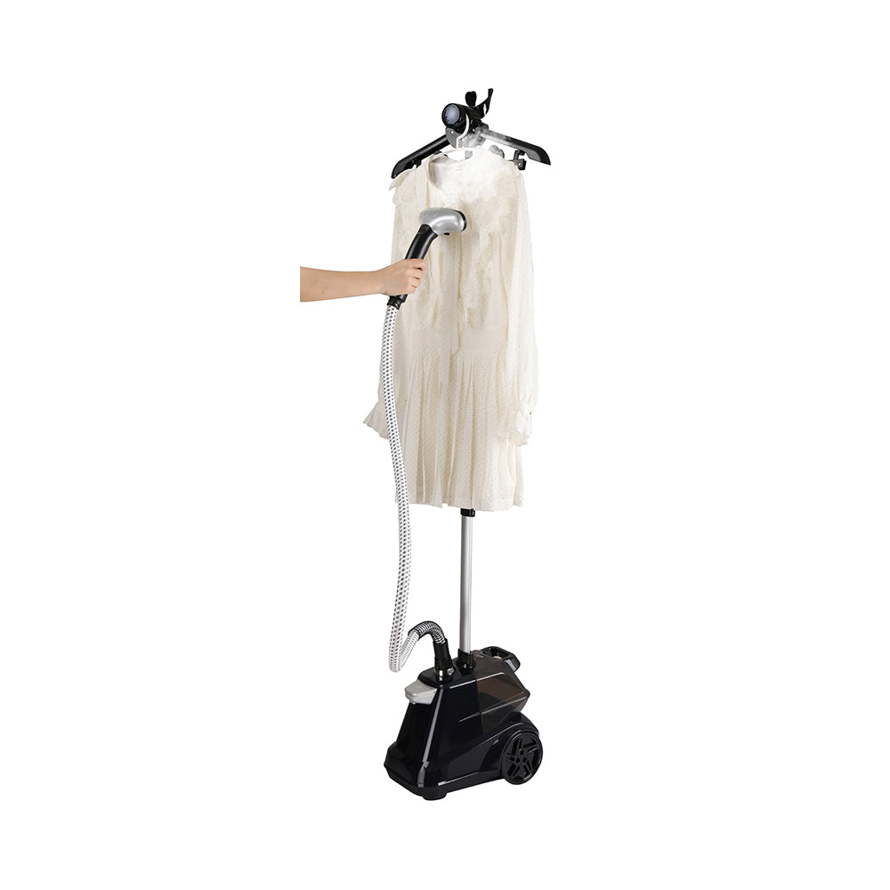 X3 + Navy + Garment Steamers-4 + steaming white silk dress