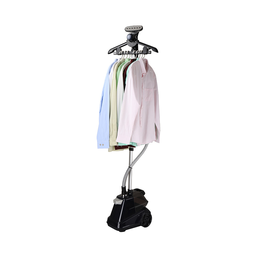 X3 + Navy + Garment Steamers-5 + bar holding 8 hangers and shirts